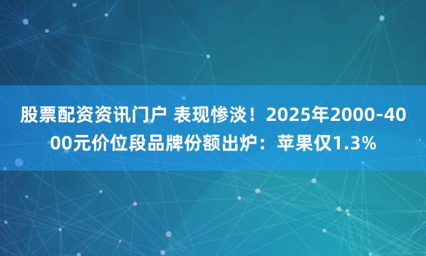 股票配资资讯门户 表现惨淡！2025年2000-4000元价位段品牌份额出炉：苹果仅1.3%