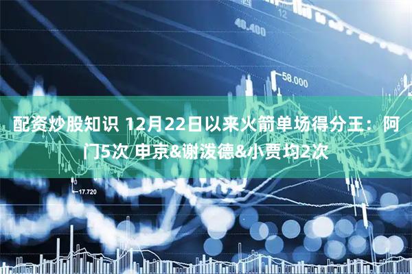 配资炒股知识 12月22日以来火箭单场得分王：阿门5次 申京&谢泼德&小贾均2次
